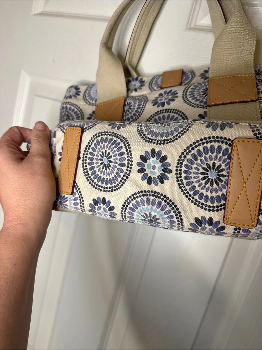 Tommy Hilfiger Nautical Floral Canvas Tote Bag Anchor Logo Coastal Prep